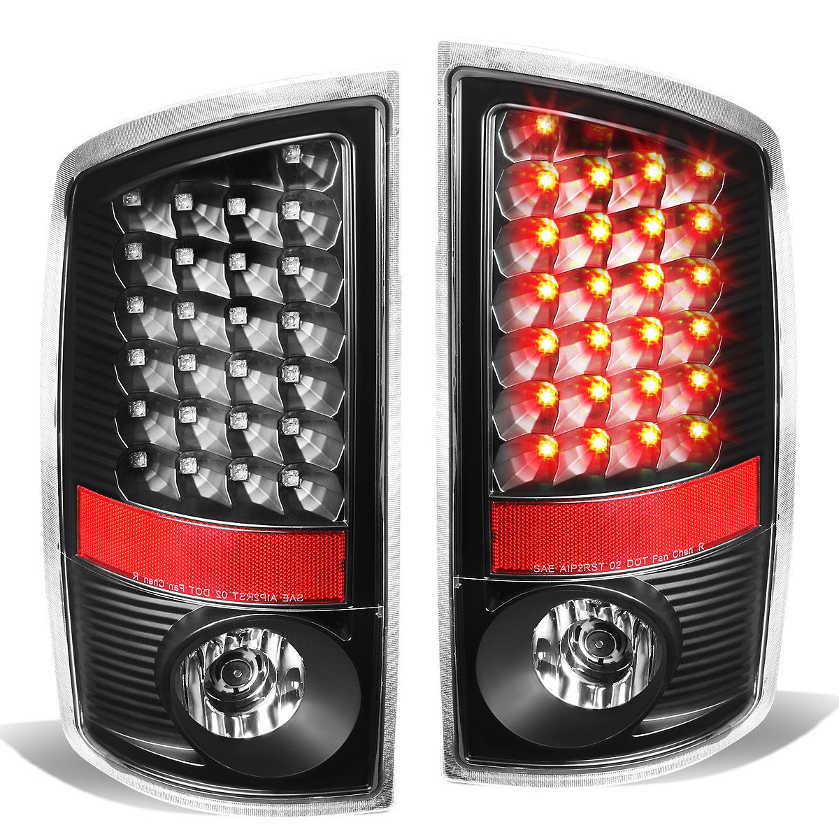 Nuvision Lighting, 07-09 Dodge Ram 1500 2500 3500 LED Rear Brake Tail Lights - Black