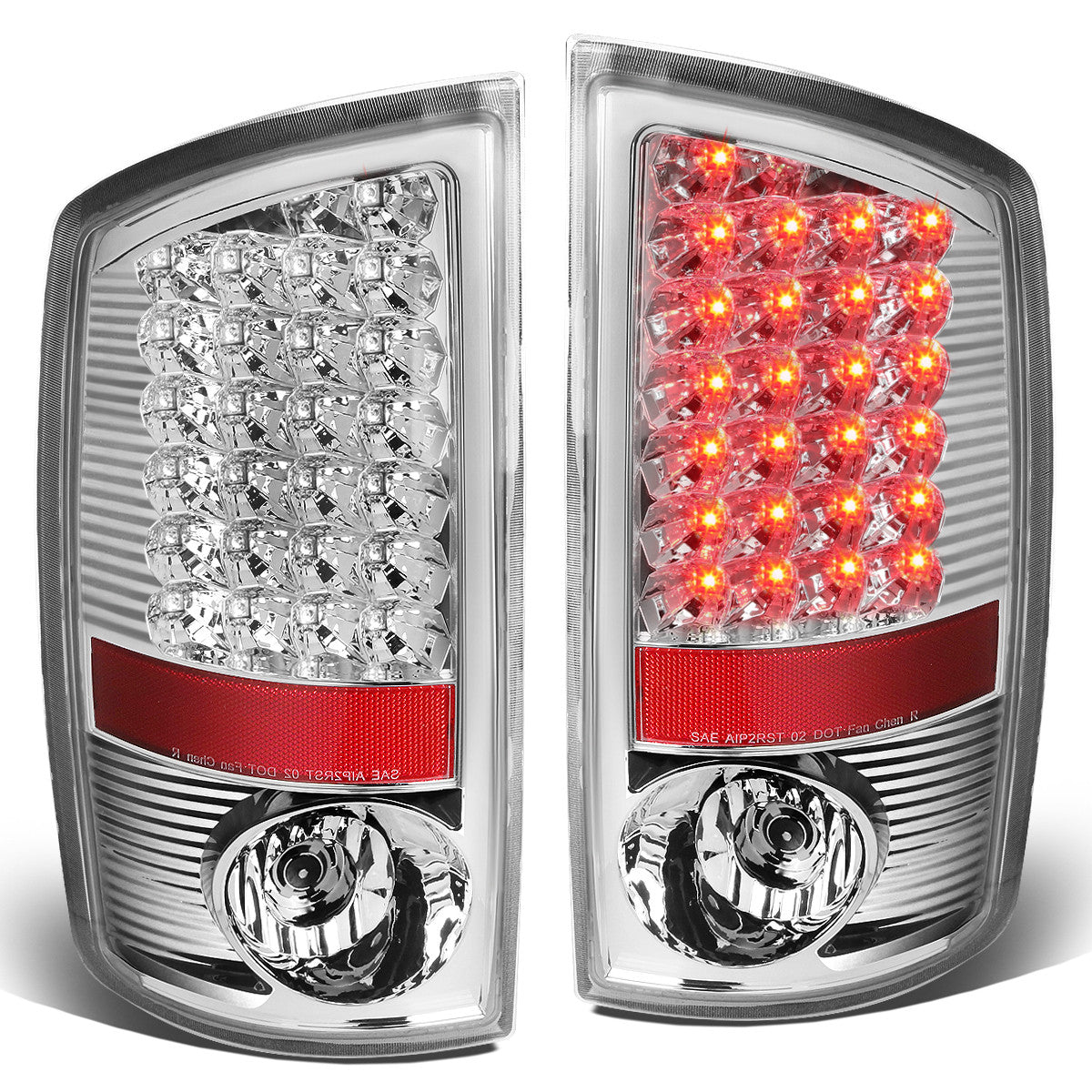 Nuvision Lighting, 07-09 Dodge Ram 1500 2500 3500 LED Rear Brake Tail Lights - Chrome