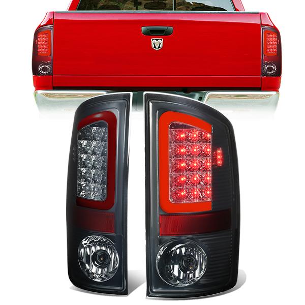 Nuvision Lighting, 07-09 Dodge Ram 1500 2500 3500 Red C-Bar LED Rear Brake Tail Lights - Smoked