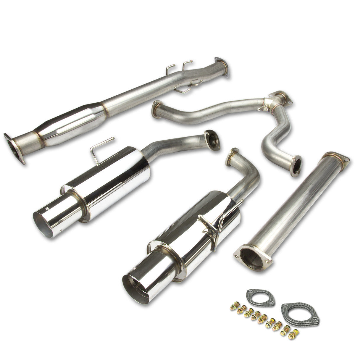 J2 Engineering, 07-12 Nissan Altima V6 Catback Exhaust w/4 in. OD Muffler Tip - Stainless Steel