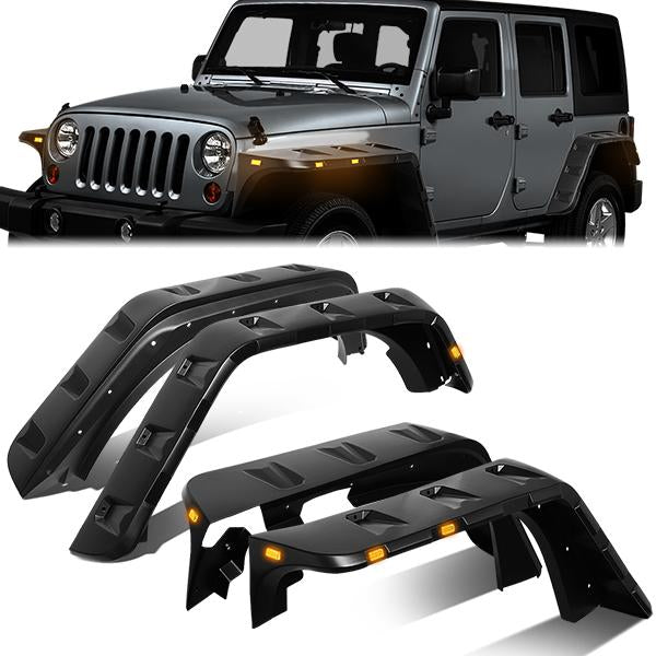 CAAP, 07-18 Jeep Wrangler JK Pocket-Rivet Style Fender Flares - with LEDs