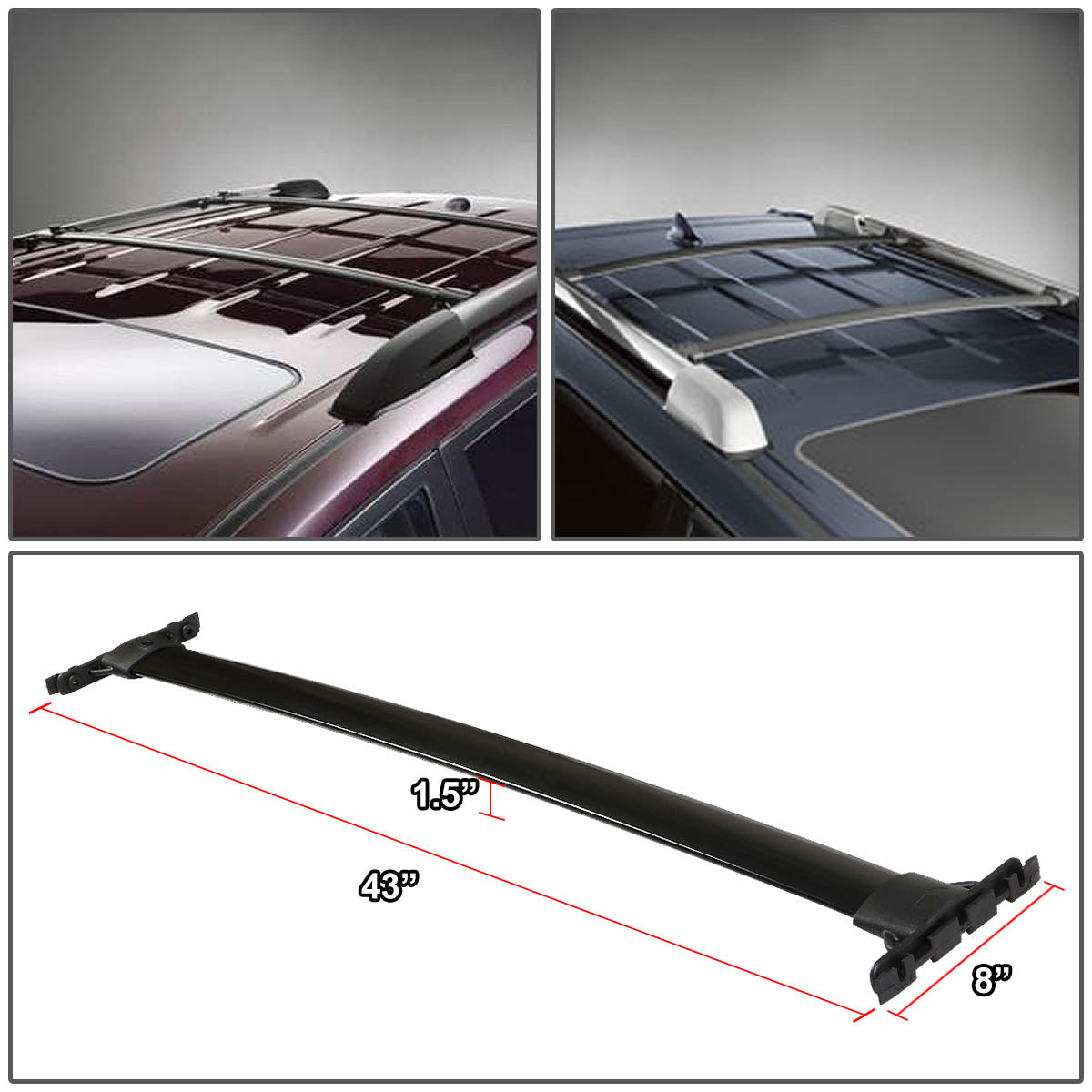 DNA Motoring, 08-13 Toyota Highlander Factory Style Roof Rack Cross Bars - Aluminum