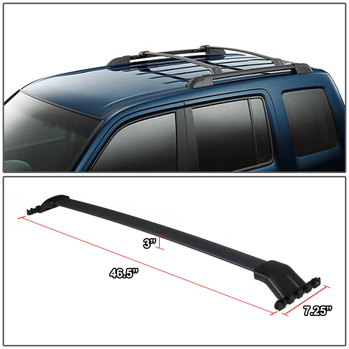 DNA Motoring, 09-15 Honda Pilot Factory Style Roof Rack Cross Bars - Aluminum