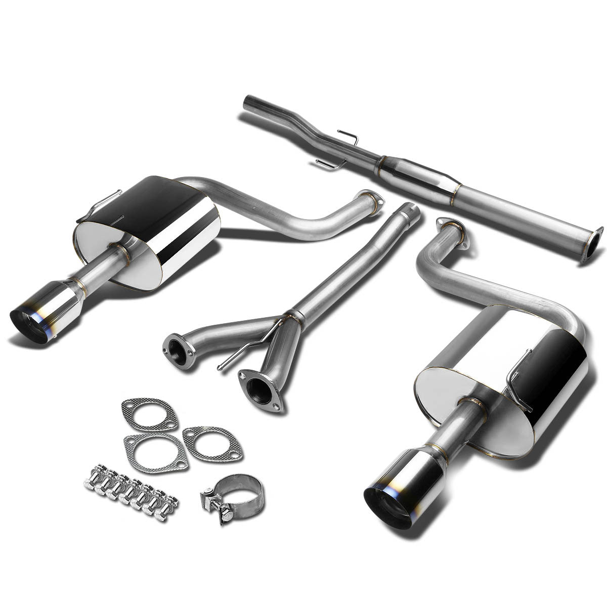 J2 Engineering, 09-15 Nissan Maxima Catback Exhaust w/4 in. OD Muffler Burnt Tip - Stainless Steel