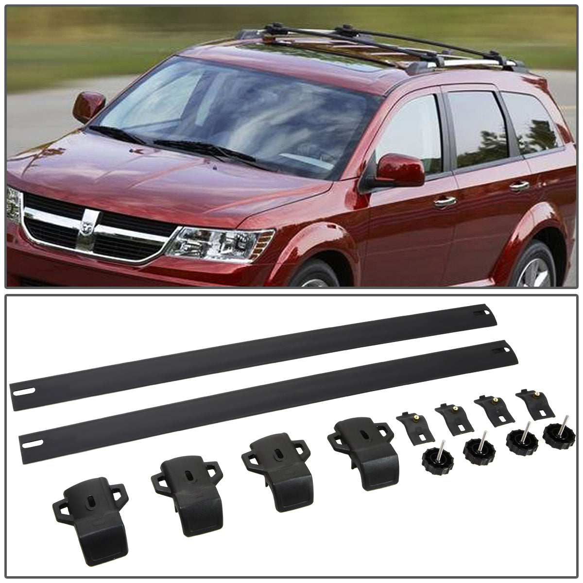 DNA Motoring, 09-17 Dodge Journey Factory Style Roof Rack Cross Bars - Aluminum