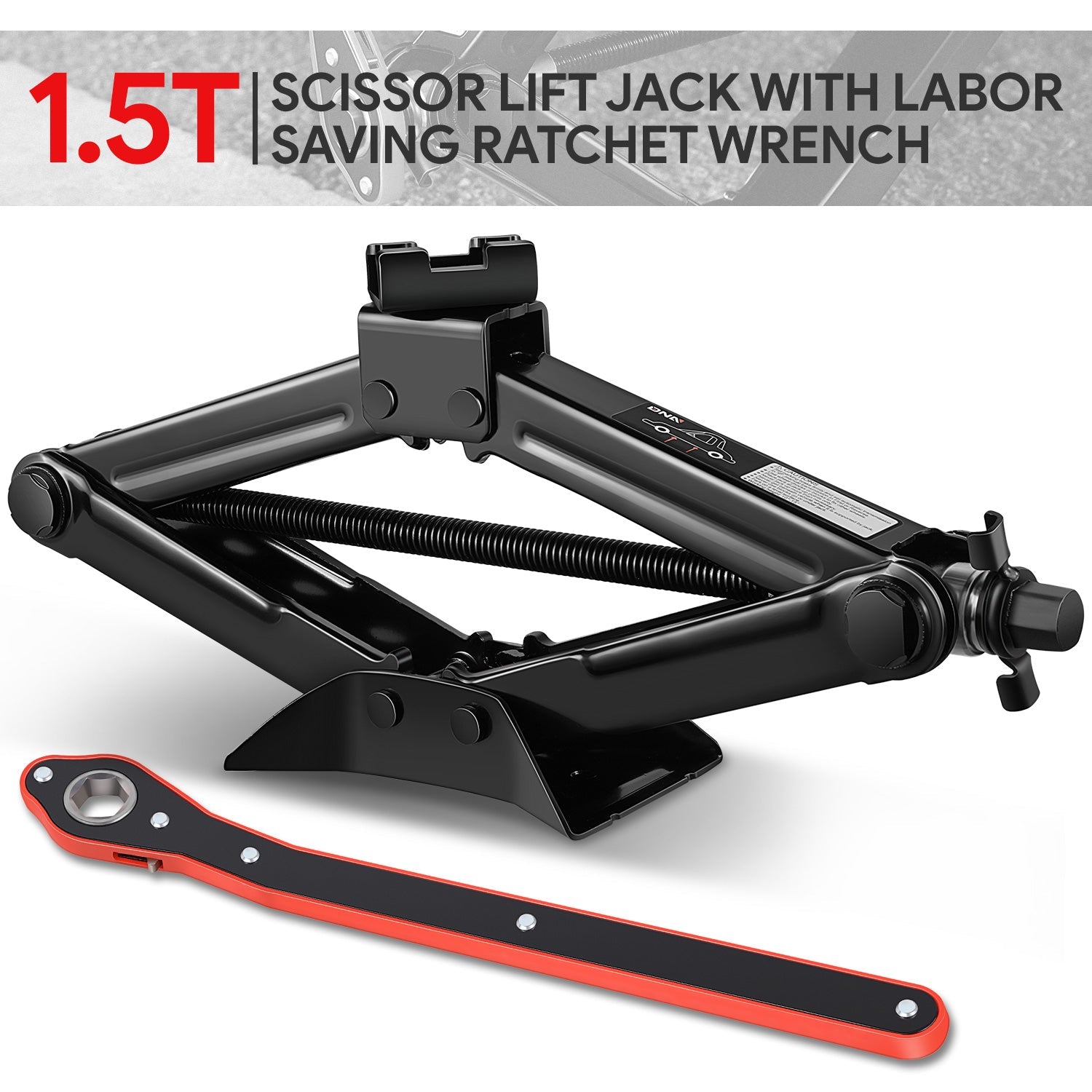 DNA Motoring, 1.5 Ton Scissor Lift Jack & Ratchet Wrench Set