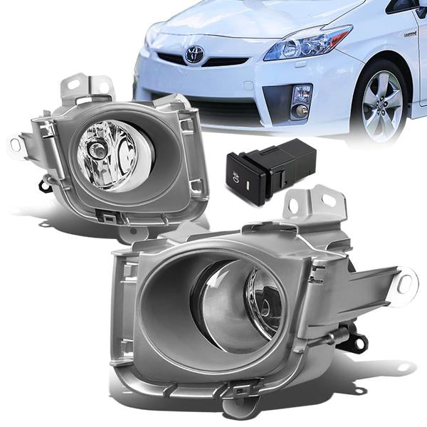 DNA Motoring, 10-12 Toyota Prius Clear Lens Fog Lights - w/Switch+Bulbs