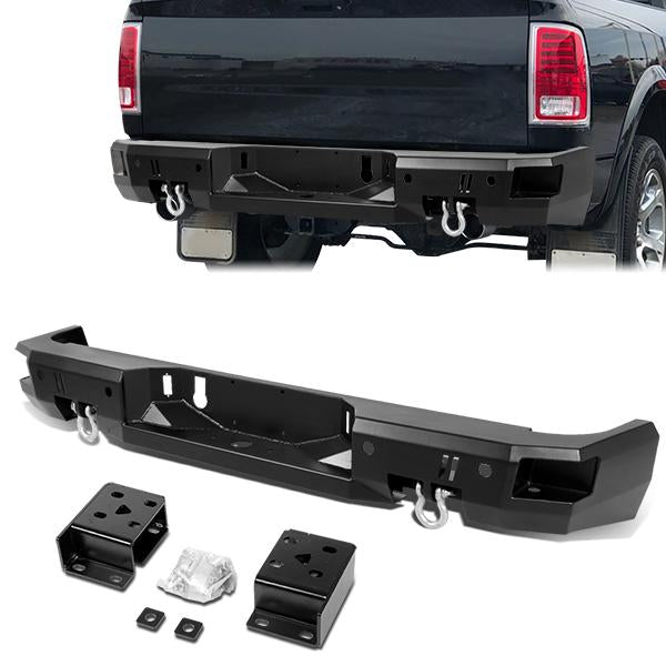 CAAP, 10-19 Ram 2500 3500 Rear Step Bumper w/D-Rings+Sensor Holes - Heavy Duty Steel