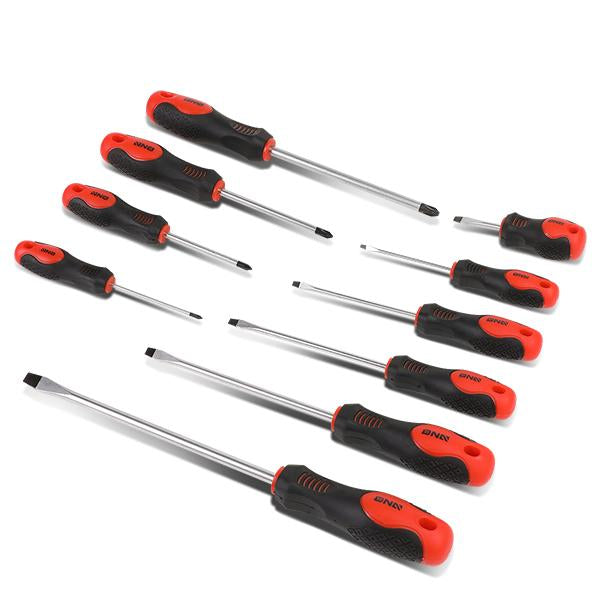 DNA Motoring, 10 Pcs Magnetic Slotted/ Phillips Screwdriver Tool Set - Ergonomic Handles