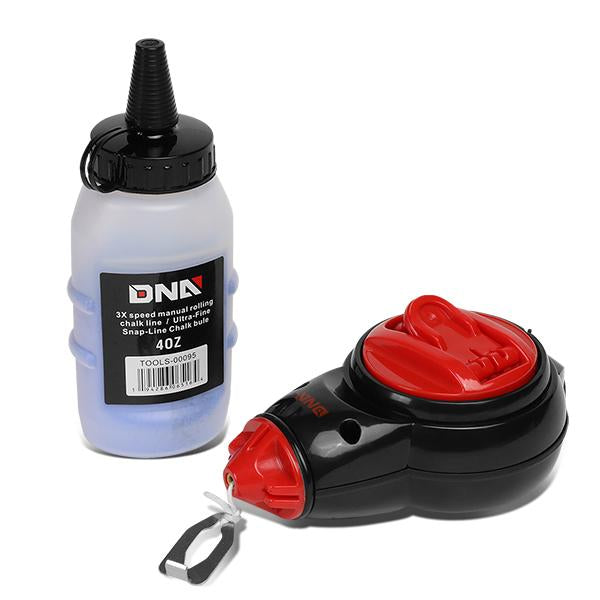 DNA Motoring, 100 ft. Self-Chalking Cotton Cord Chalk Reel + 4 oz Blue Chalk