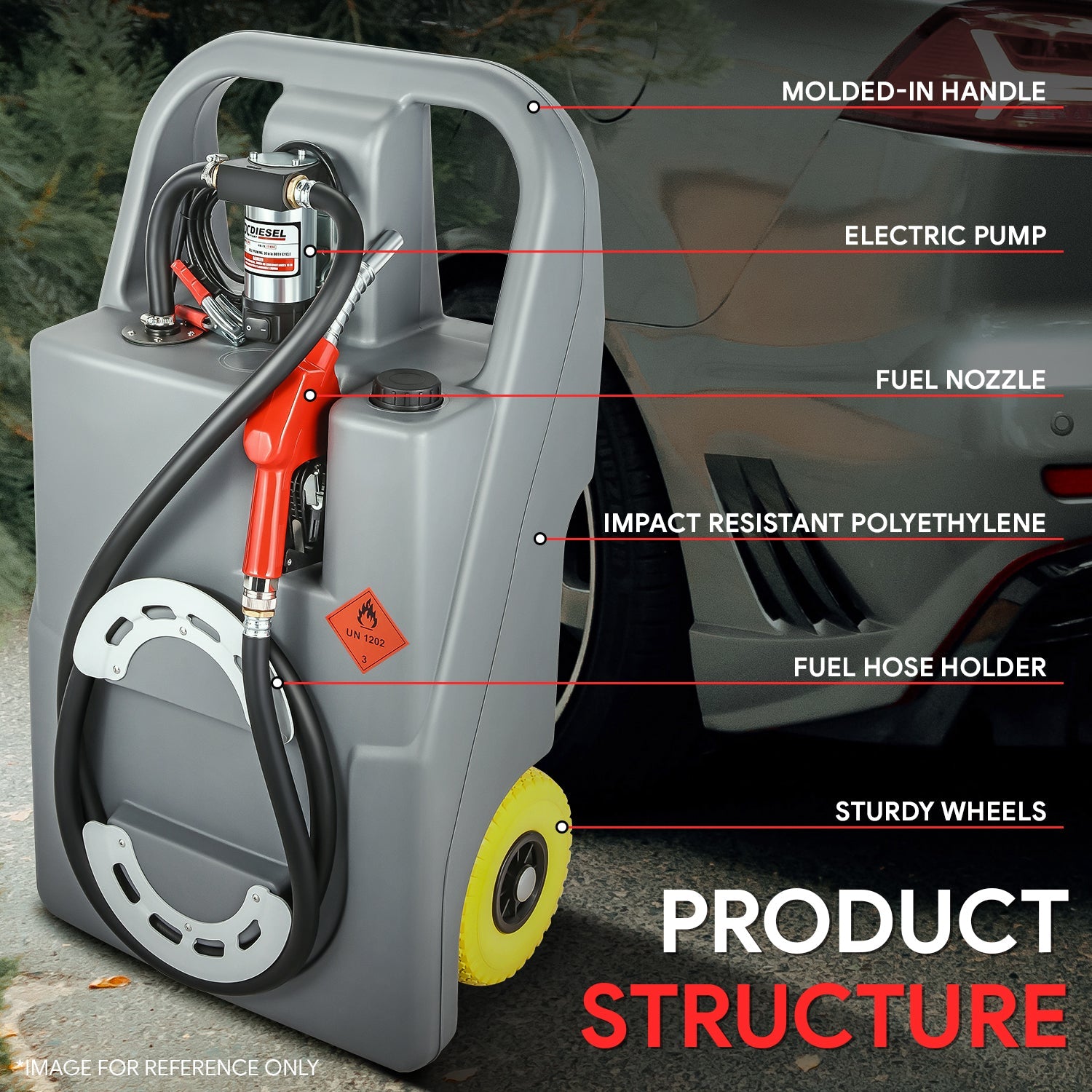 DNA Motoring, 100L Diesel Transfer Fuel Caddy  40L/Min Flow Rate