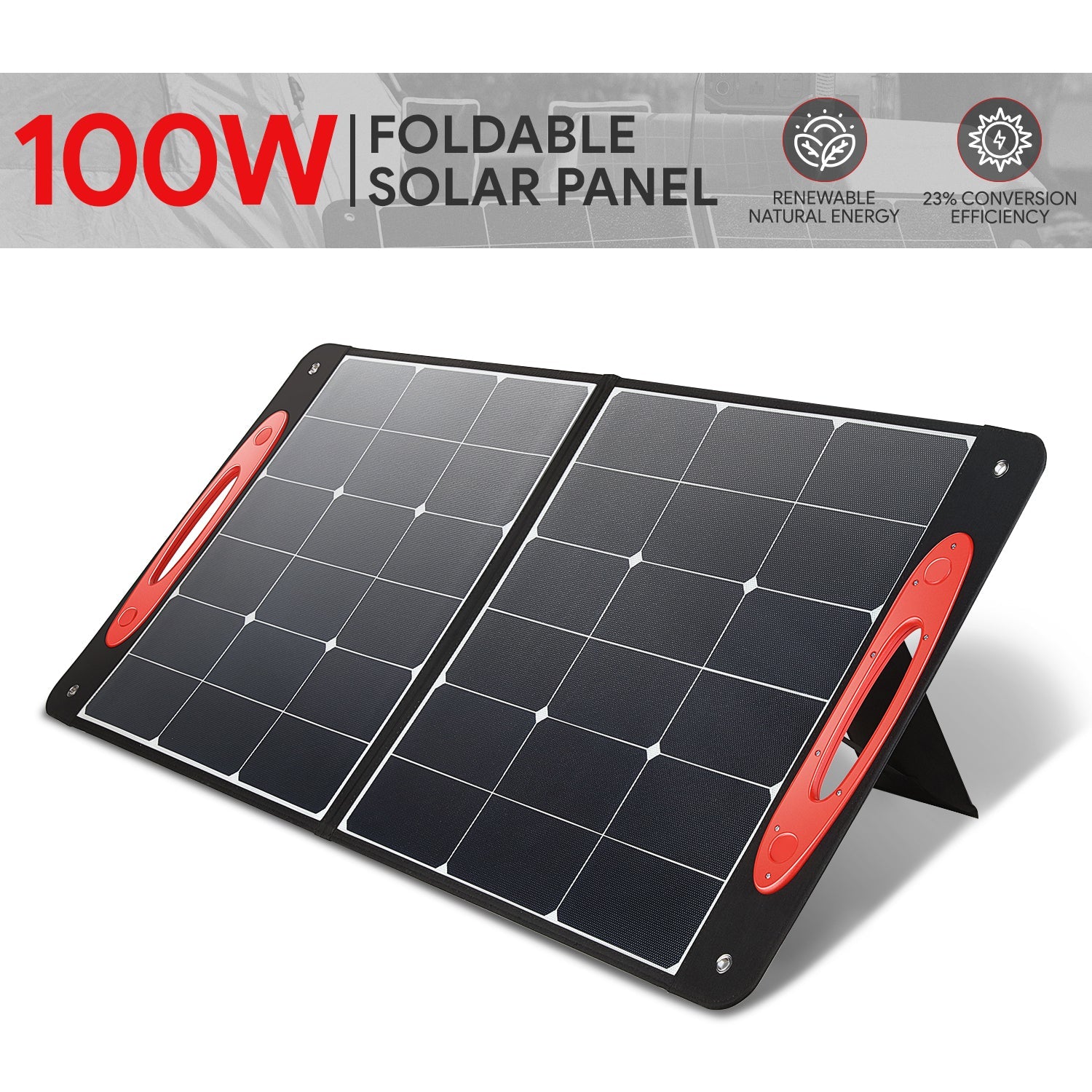 DNA Motoring, 100W Foldable Solar PanelComes with USB-A, USB-C Output Ports