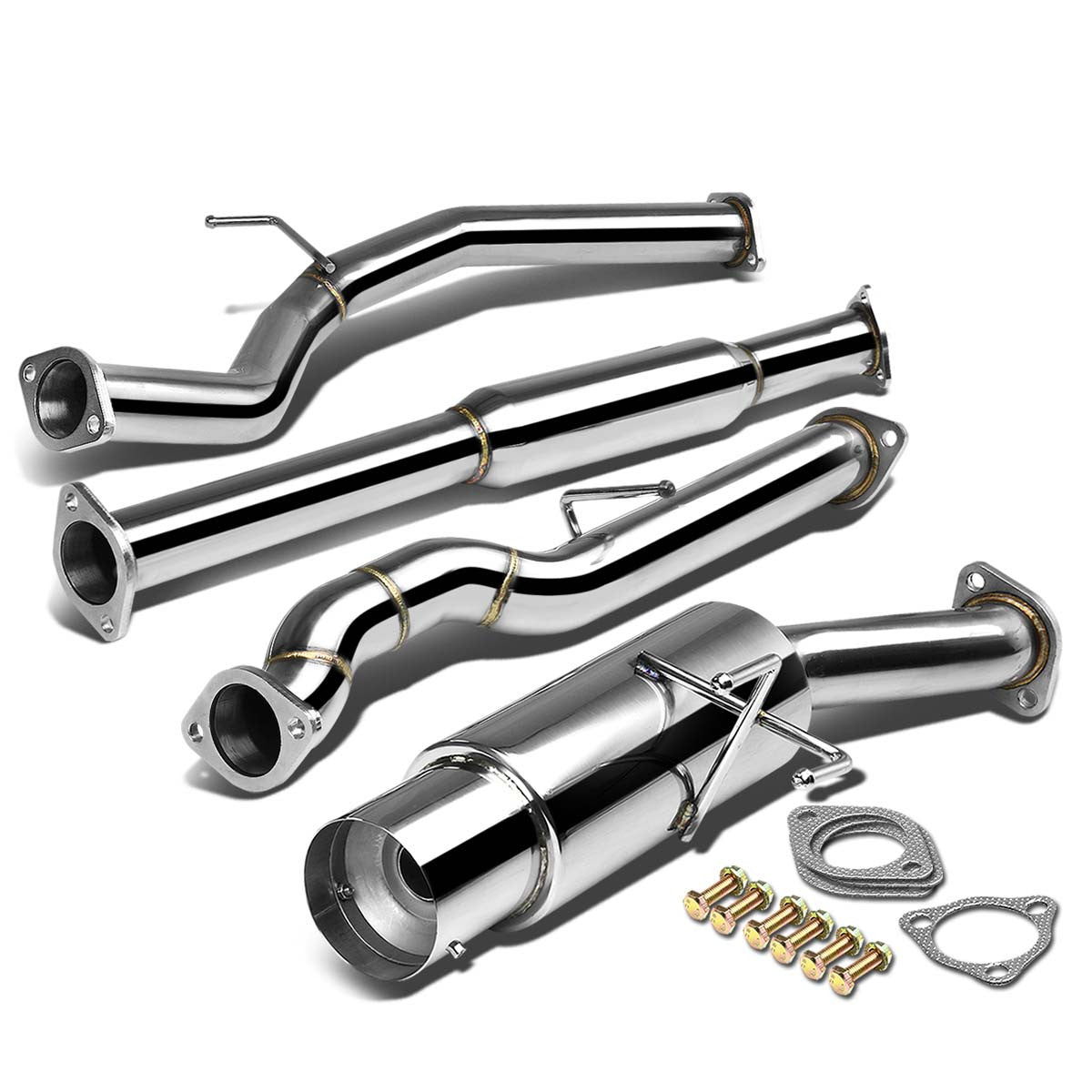 J2 Engineering, 12-15 Honda Civic 1.8L Coupe Catback Exhaust System w/4 in. OD Muffler Tip