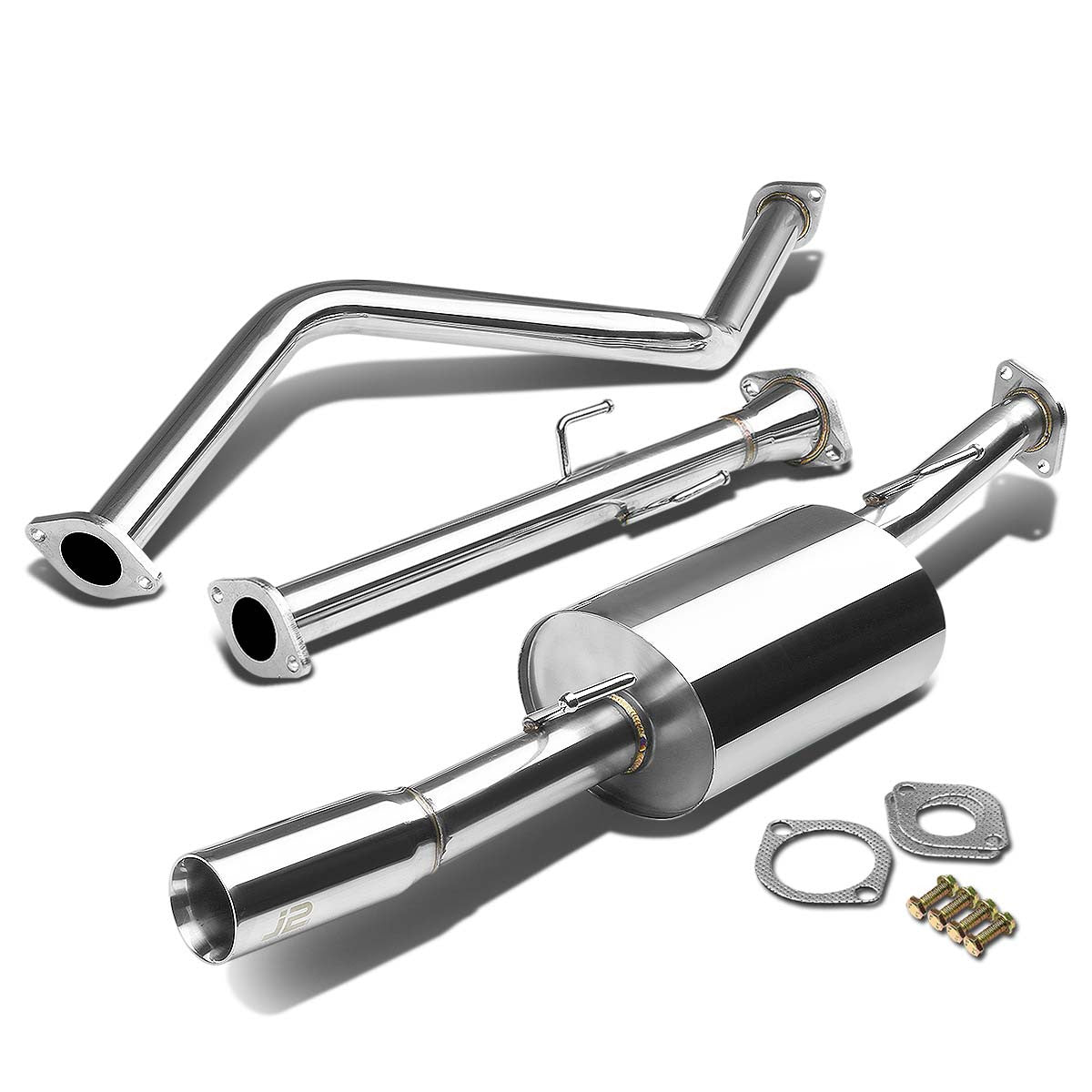 J2 Engineering, 12-17 Nissan Versa Sedan Catback Exhaust w/Muffler Tip - Stainless Steel