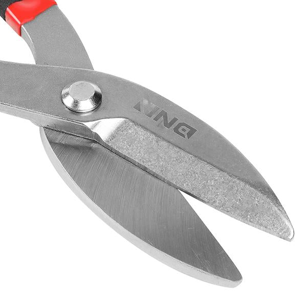 DNA Motoring, 12 in. Length All-Purpose Straight-Cut Tin Snips Shears - Comfortable Vinyl-Dipped Handles