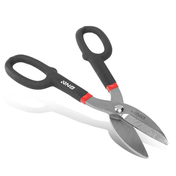 DNA Motoring, 12 in. Length All-Purpose Straight-Cut Tin Snips Shears - Comfortable Vinyl-Dipped Handles