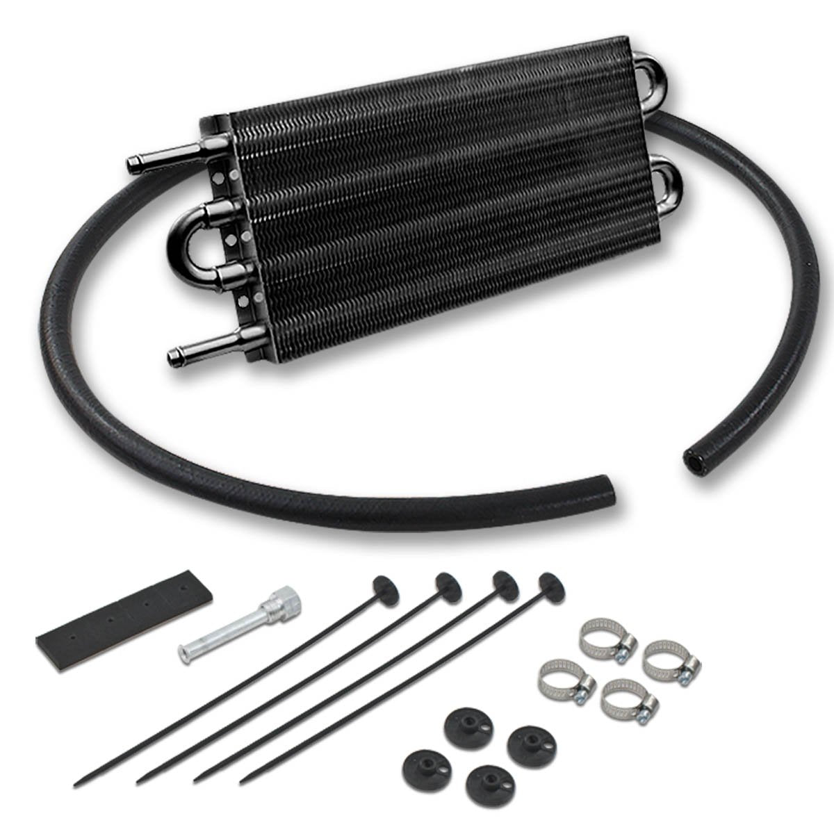 CAAP, 12.75" x 5.00" x 0.75" Aluminum Transmission Oil Cooler w/Silicone Tube - Black