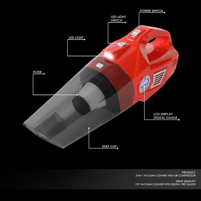 DNA Motoring, 12V 70W Portable Handheld Multi-Function Corded Car Mini Vacuum Cleaner [A Variety of Color Options]