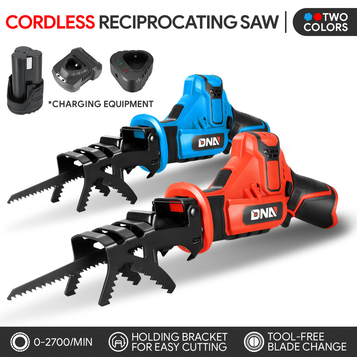 DNA Motoring, 12V Cordless Electric Reciprocating Saw with Clamping Jaw (Optional Battery & Charger)