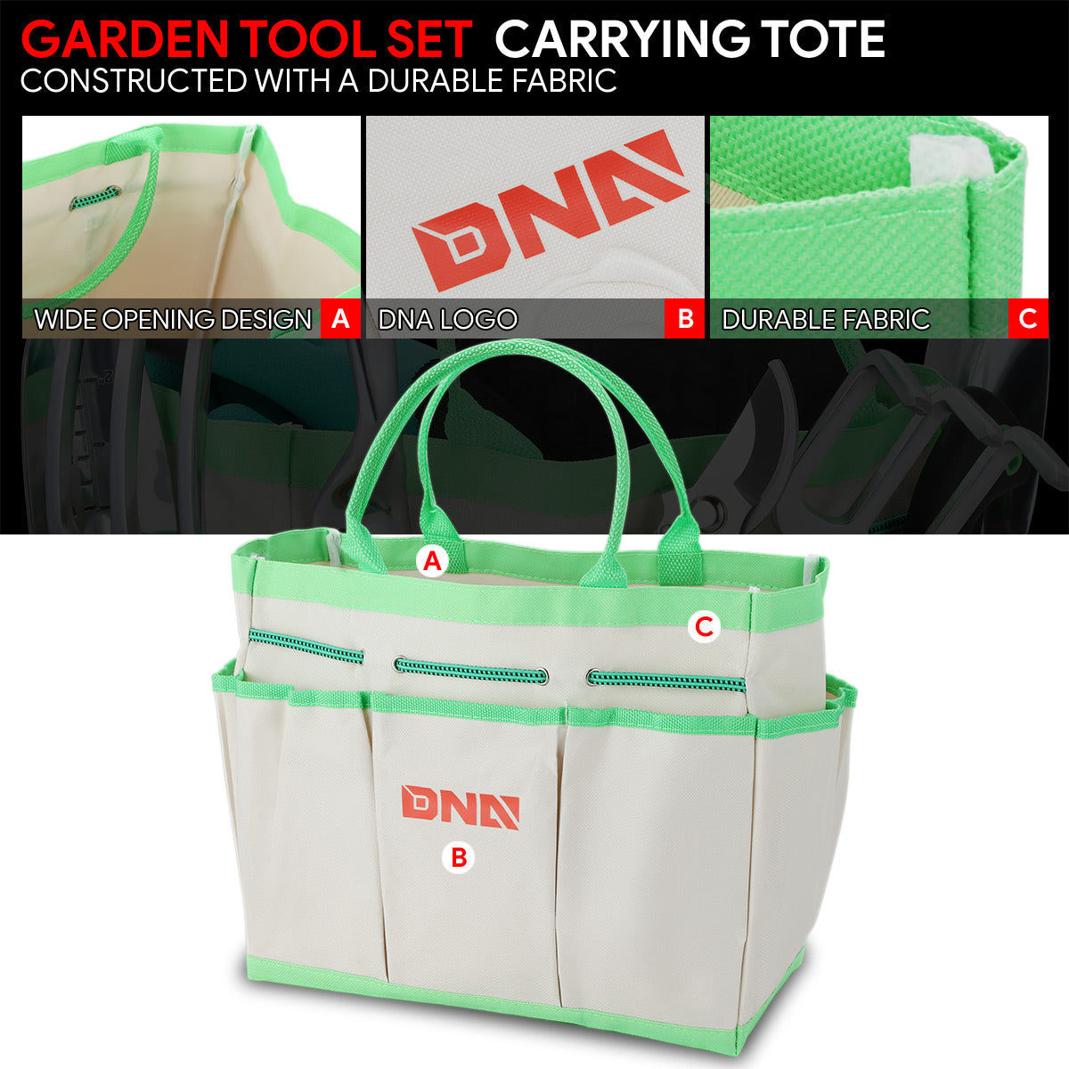 DNA Motoring, 12pcs Garden Tool Kit with Storage Bag