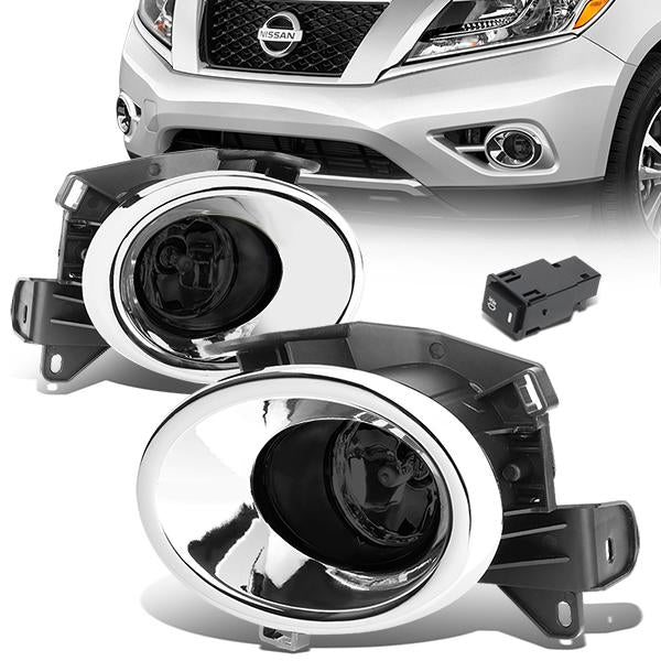 DNA Motoring, 13-16 Nissan Pathfinder Smoked Lens Fog Lights - w/Bezel+Switch+Bulbs