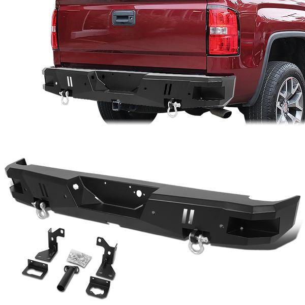 CAAP, 14-18 Chevy Silverado GMC Sierra Rear Step Bumper w/D-Ring Shackles - Heavy Duty Steel