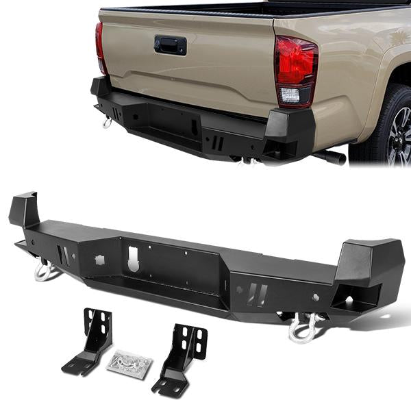 CAAP, 16-20 Toyota Tacoma Rear Step Bumper w/D-Rings+Sensor Holes - Heavy Duty Steel