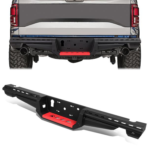 CAAP, 17-19 Ford F150 Raptor Rear Steel Step Bumper Face Bar with Sensor Hole