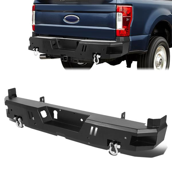 CAAP, 17-20 Ford F250 F350 Super Duty Rear Step Bumper w/D-Rings+Sensor Holes - Heavy Duty Steel