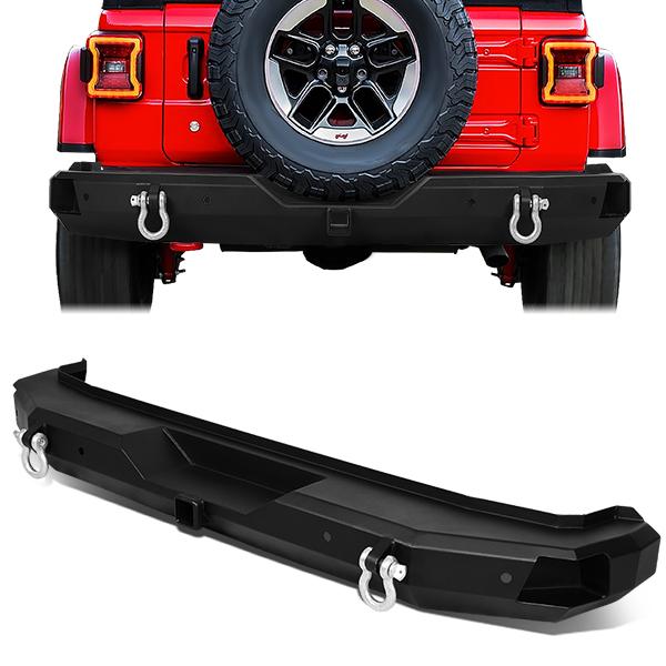 CAAP, 18-19 Jeep Wrangler JL Rear Steel Step Bumper with D-Ring Shackles