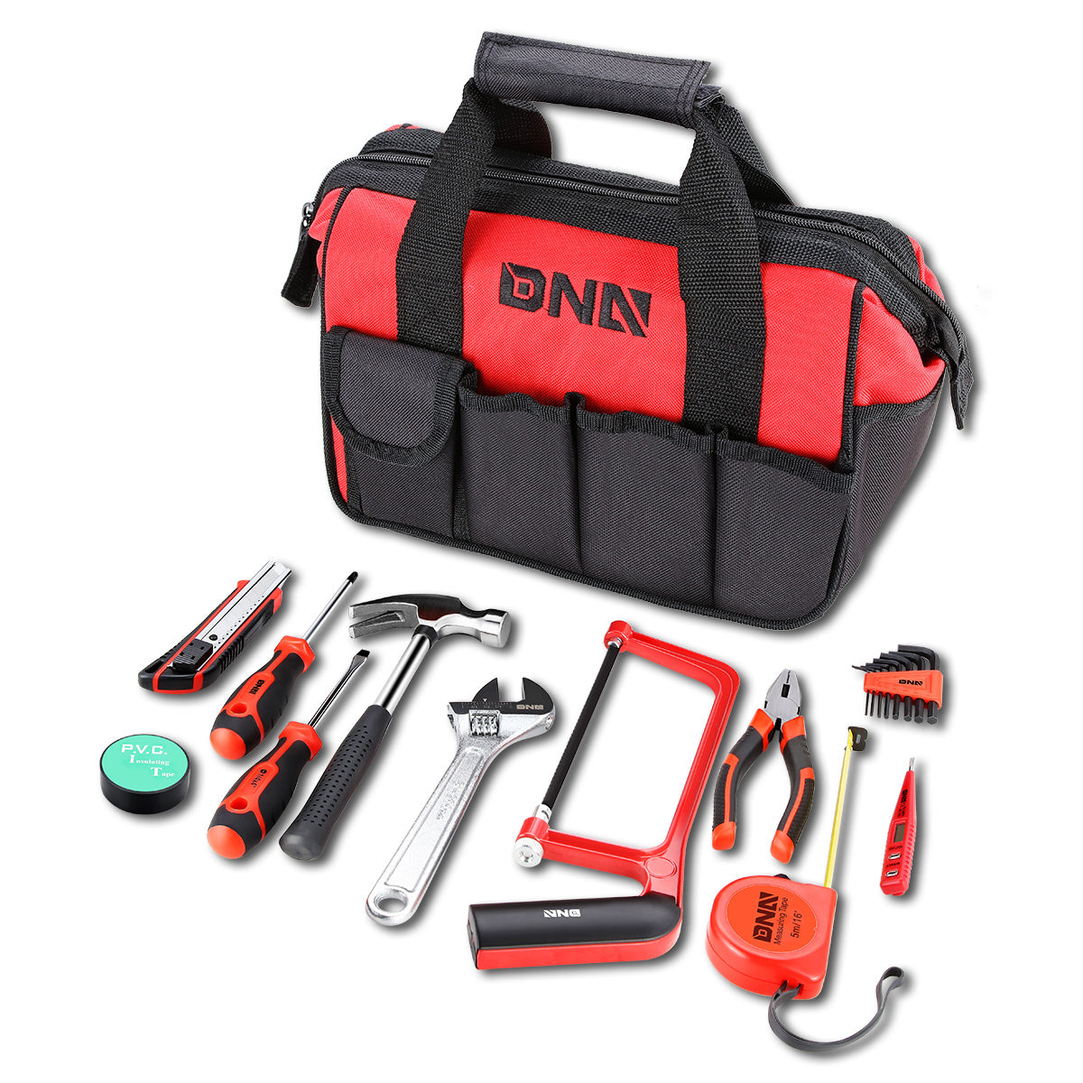 DNA Motoring, 19pcs Hand Tool Kit with Storage Bag