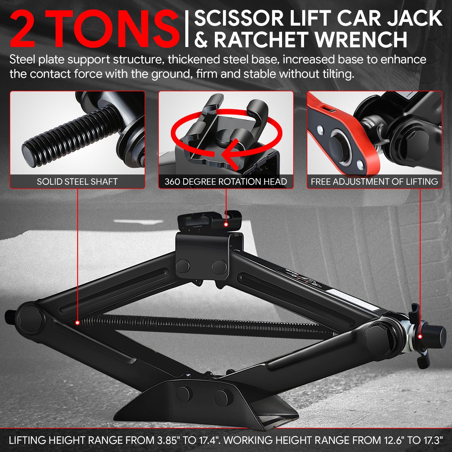 DNA Motoring, 2 Ton Scissor Lift Jack & Ratchet Wrench Set