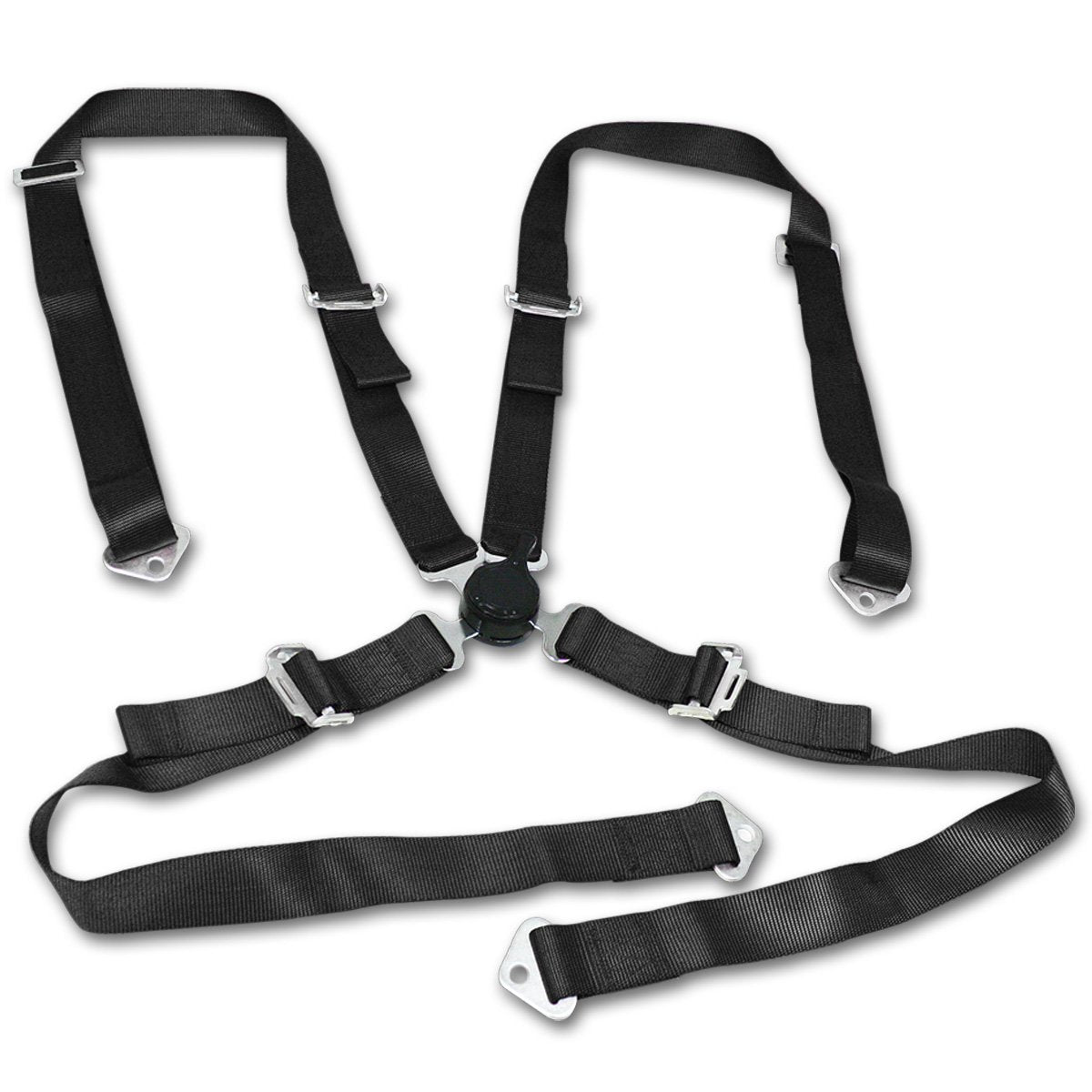 J2 Engineering, 2 in. W 4-Point Nylon Cam Lock Quick Release Racing Seat Belt - Black