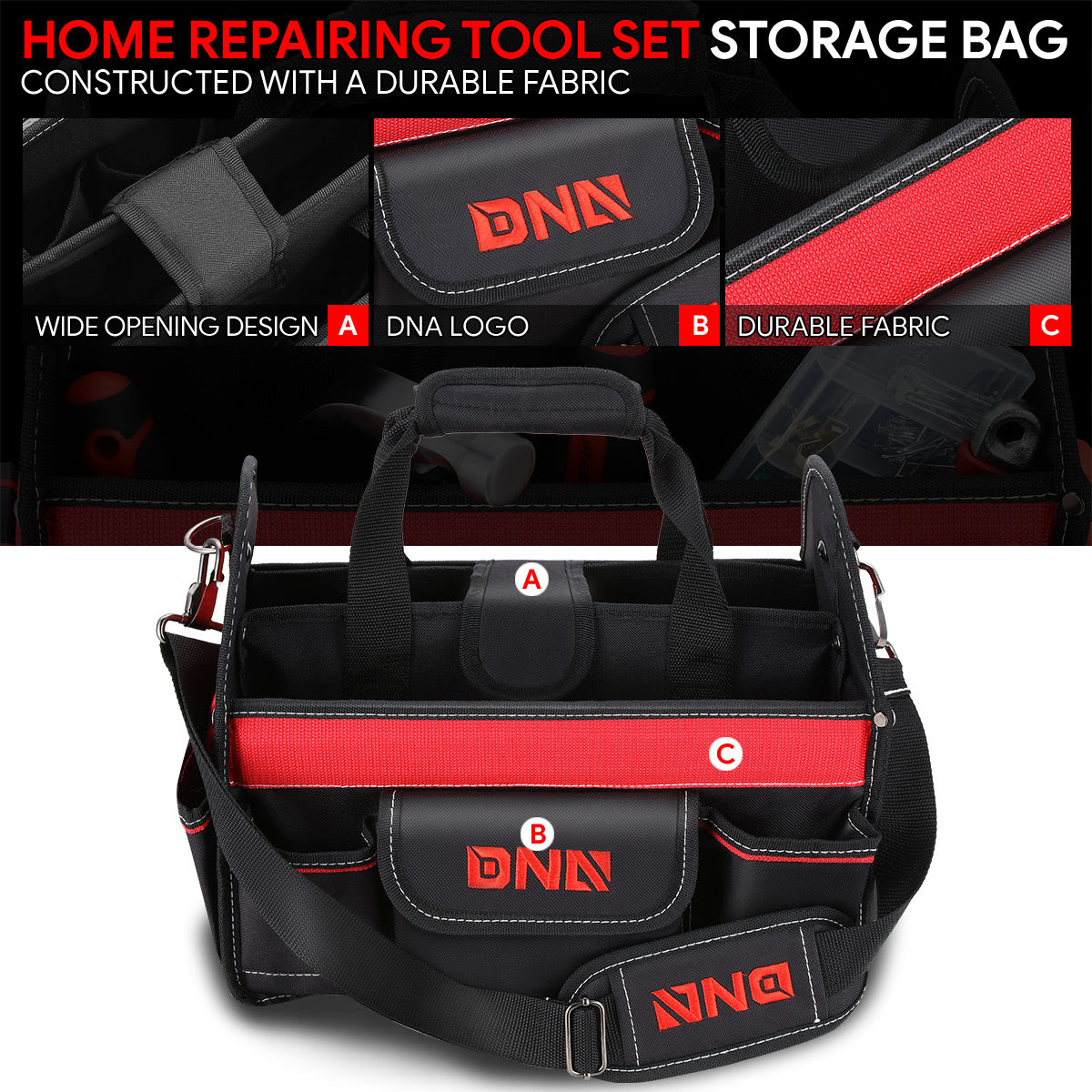 DNA Motoring, 21pcs Hand Tool Kit with Storage Bag