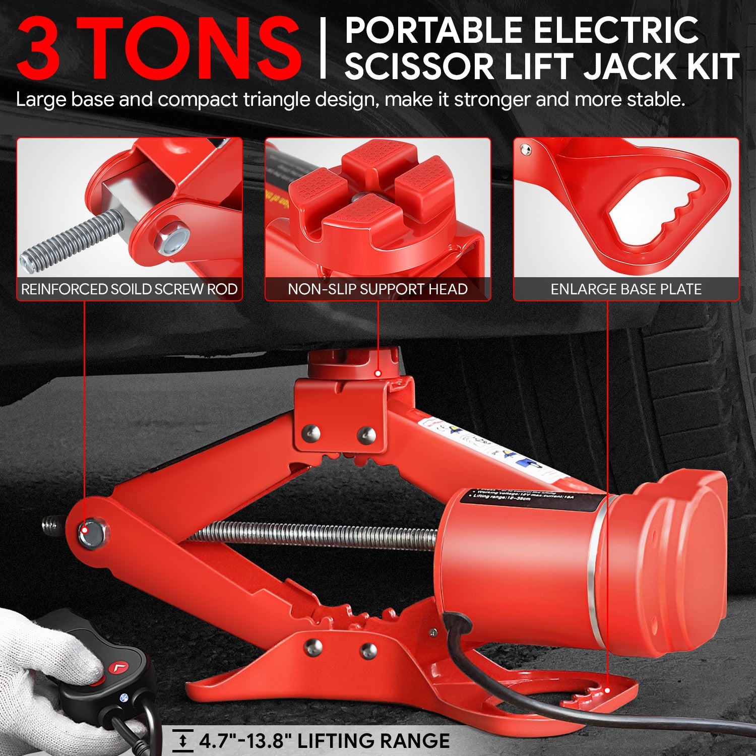 DNA Motoring, 3 Ton Electric Scissor Jack & Impact Wrench Set