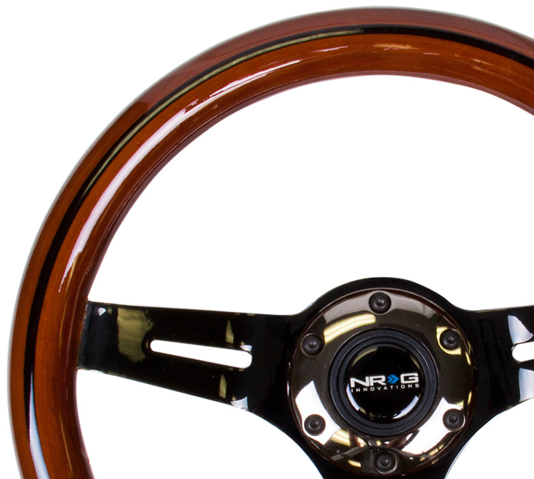 NRG Innovations, 310mm Dark Wood Grain Grip Steering Wheel - ST-310BRB-BK