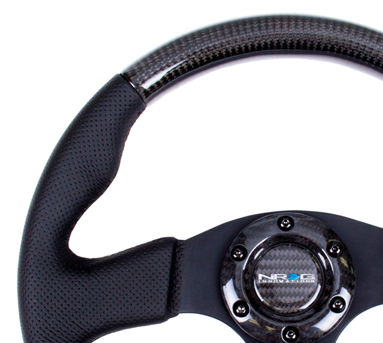 NRG Innovations, 315mm Leather Carbon Fiber Grip Steering Wheel - ST-310CFBS