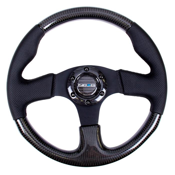 NRG Innovations, 315mm Leather Carbon Fiber Grip Steering Wheel - ST-310CFBS