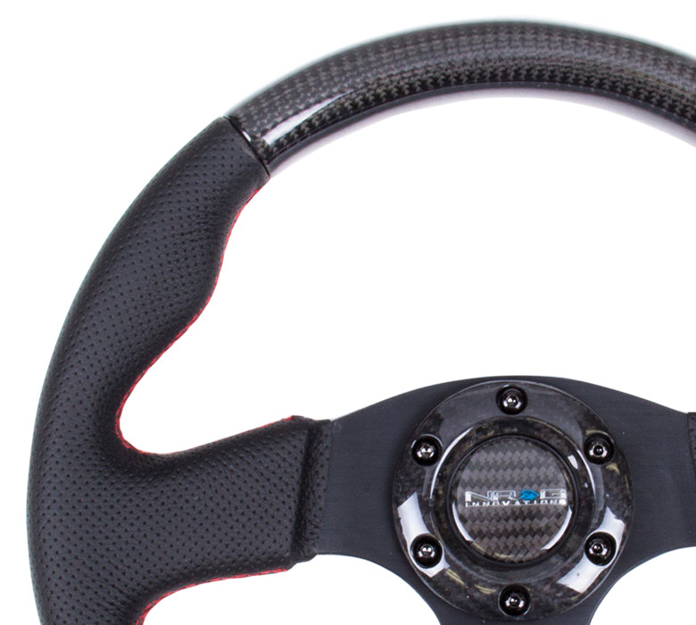 NRG Innovations, 315mm Leather Carbon Fiber Grip Steering Wheel - ST-310CFRS