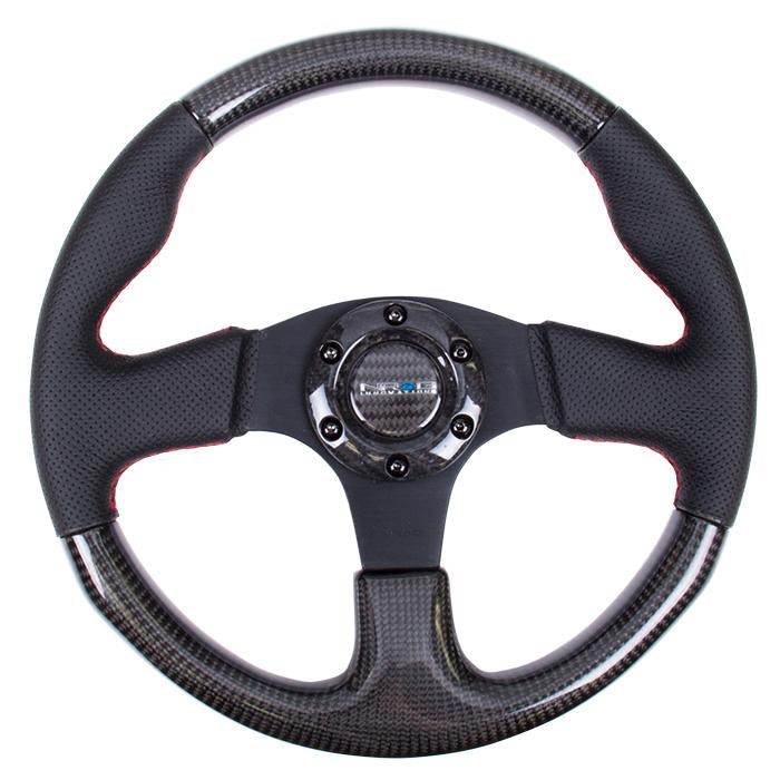 NRG Innovations, 315mm Leather Carbon Fiber Grip Steering Wheel - ST-310CFRS