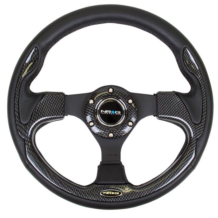 NRG Innovations, 320mm Black Leather Grip Steering Wheel - RST-001CBL