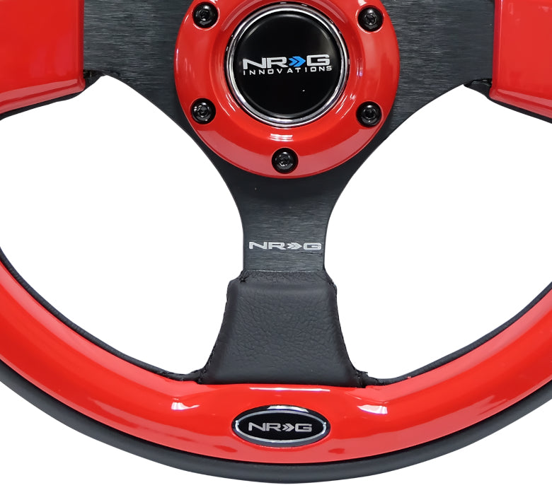 NRG Innovations, 320mm Black Leather Grip Steering Wheel - RST-001RD