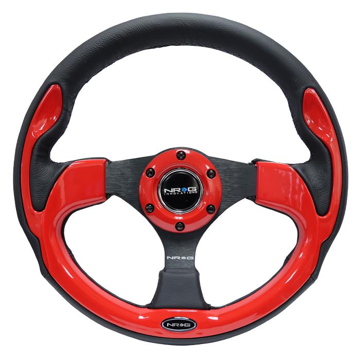 NRG Innovations, 320mm Black Leather Grip Steering Wheel - RST-001RD