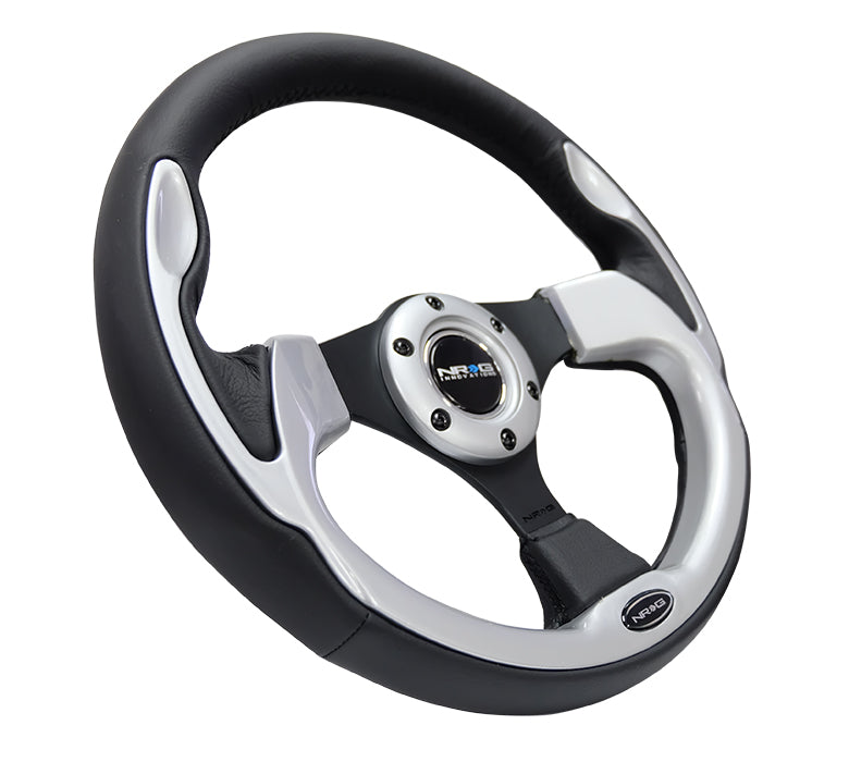 NRG Innovations, 320mm Black Leather Grip Steering Wheel - RST-001SL