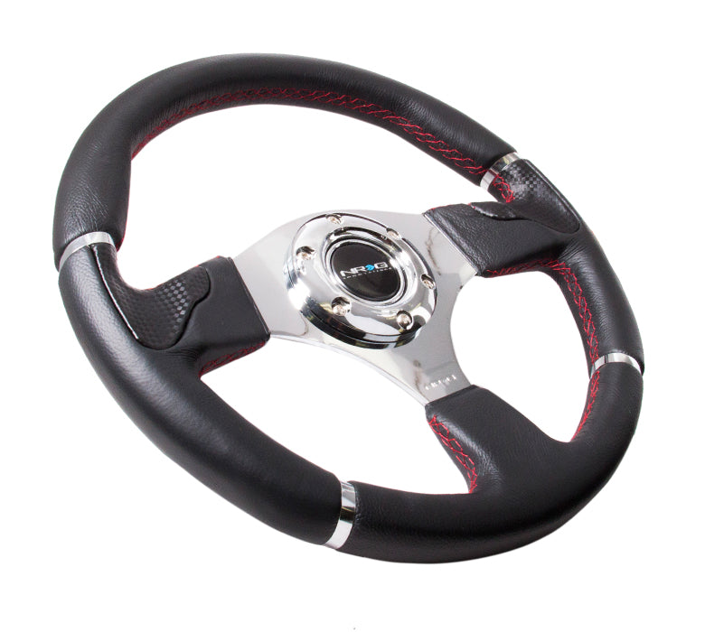 NRG Innovations, 320mm Black Leather Grip Steering Wheel - RST-008R