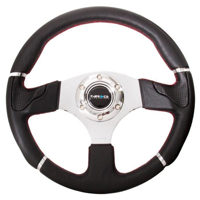 NRG Innovations, 320mm Black Leather Grip Steering Wheel - RST-008R