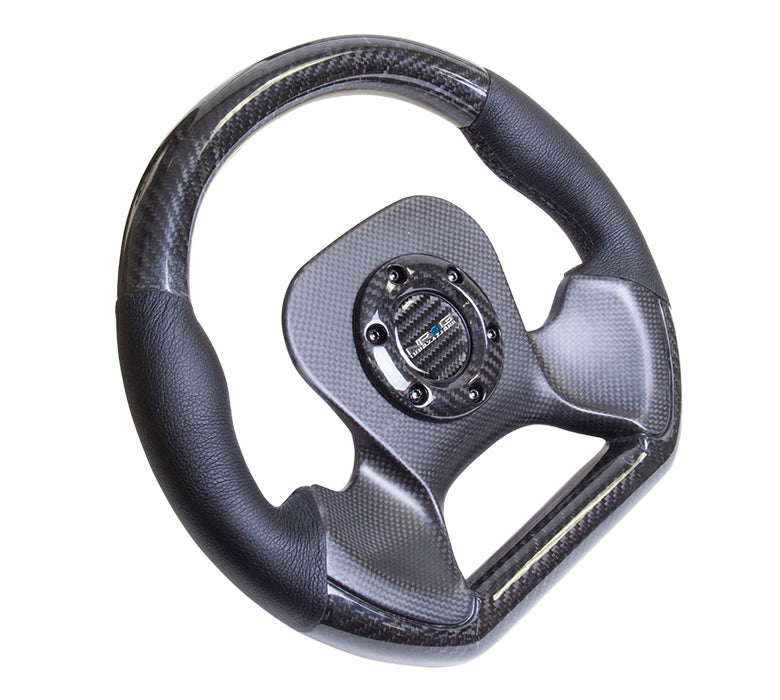 NRG Innovations, 320mm Carbon Fiber Steering Wheel - Leather Accent - ST-X10CF