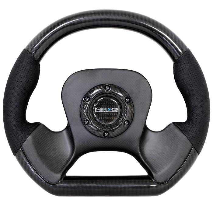 NRG Innovations, 320mm Carbon Fiber Steering Wheel - Leather Accent - ST-X10CF