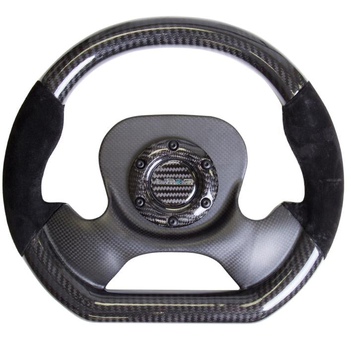 NRG Innovations, 320mm Carbon Fiber Steering Wheel - Seude Accent - ST-X10CF-S