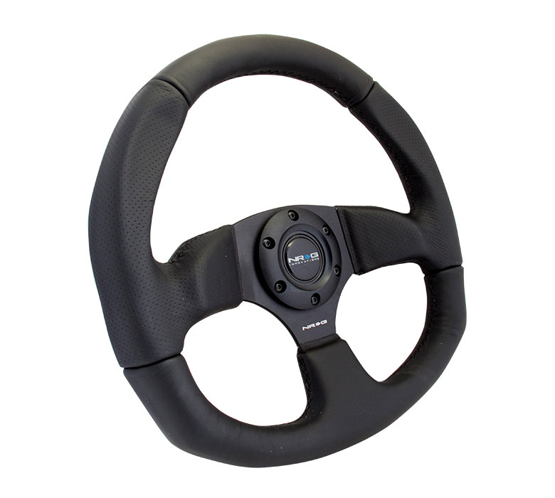 NRG Innovations, 320mm Flat Bottom Leather Grip Steering Wheel - RST-009R